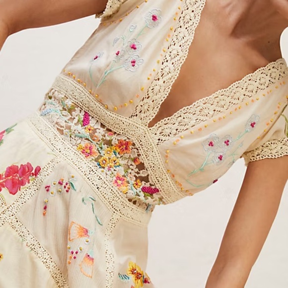 Free People Hibiscus Heaven Cream Embroidered Maxi Dress in size XS - Picture 5 of 11